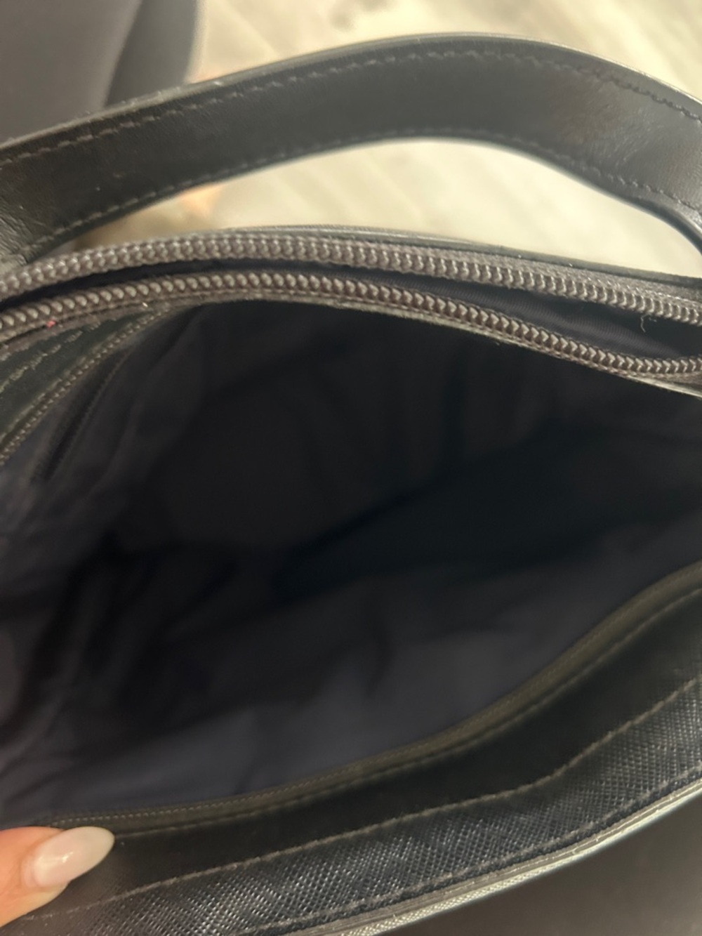 Tumi Black Saffiano Leather Crossbody Bag with Silver Hardware - Picture 10 of 16